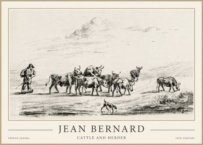 Jean Bernard Cattle and Herder No1 - Poszter