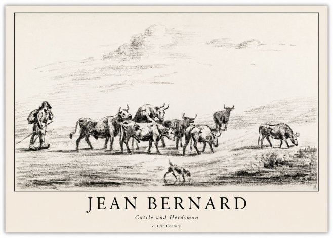 Jean Bernard Cattle and Herder No6 - Poszter