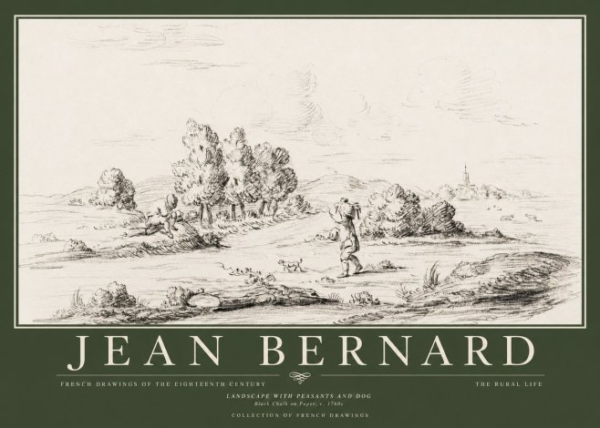 Jean Bernard Landscape with Figures and Distant Village No5 - Poszter