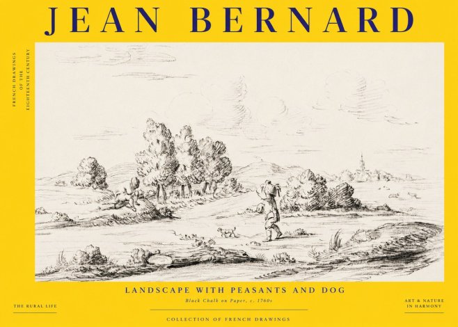 Jean Bernard Landscape with Figures and Distant Village No6 - Poszter