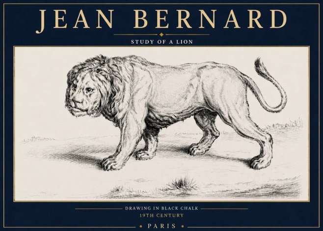 Jean Bernard Study of a Lion II No4 - Poszter