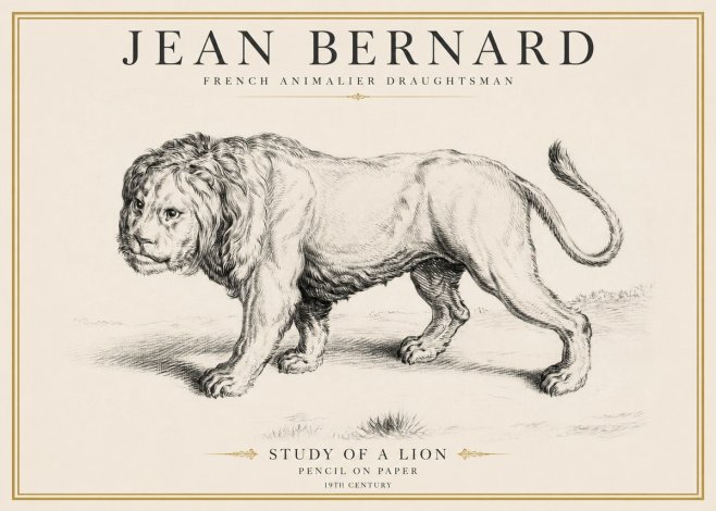 Jean Bernard Study of a Lion II No6 - Poszter