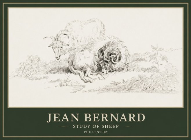 Jean Bernard Study of Sheep No1 - Poszter