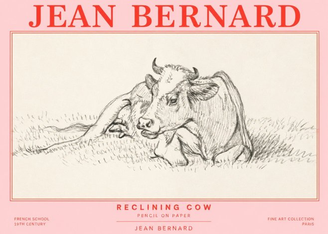 Jean Bernard Reclining Cow III No2 - Poszter