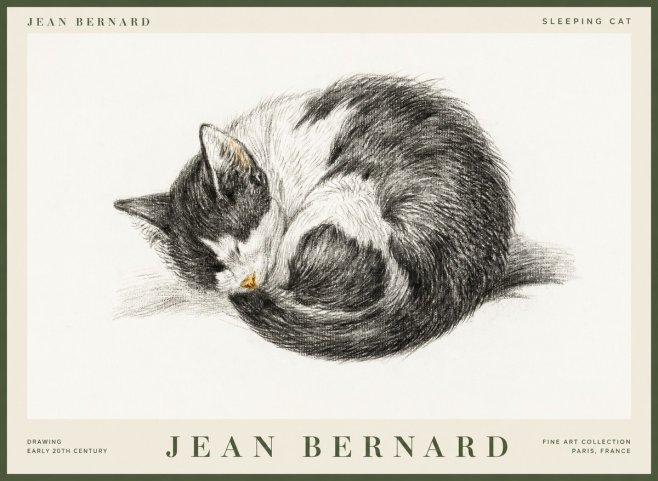 Jean Bernard Sleeping Cat VIII No1 - Poszter