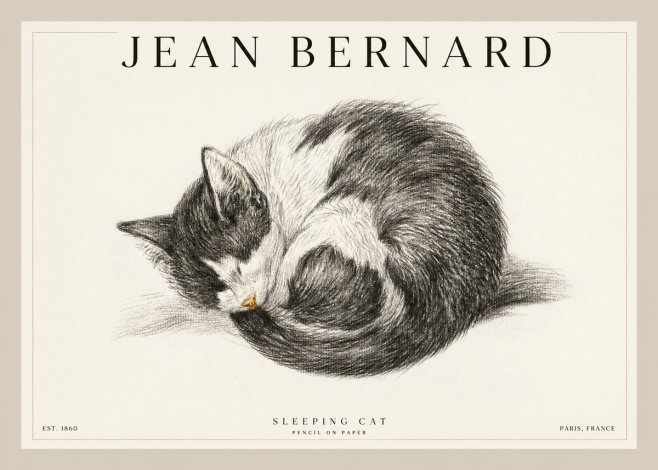 Jean Bernard Sleeping Cat VIII No2 - Poszter