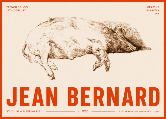Jean Bernard Study of a Sleeping Pig No5 - Poszter