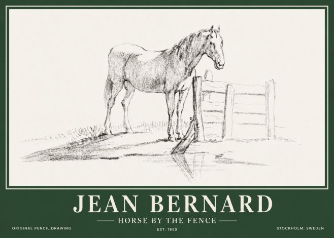 Jean Bernard Horse by the Fence No3 - Poszter