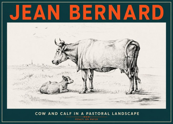 Jean Bernard Cow and Calf in a Pastoral Landscape No4 - Poszter