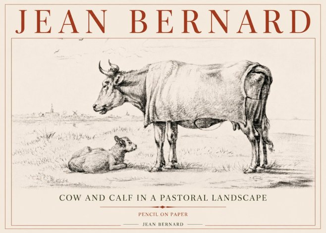 Jean Bernard Cow and Calf in a Pastoral Landscape No5 - Poszter