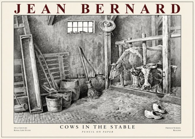 Jean Bernard Cows in the Stable No1 - Poszter