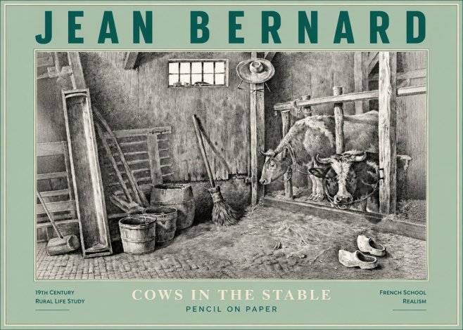 Jean Bernard Cows in the Stable No3 - Poszter