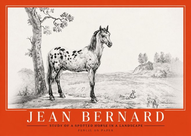 Jean Bernard Study of a Spotted Horse in a Landscape No2 - Poszter