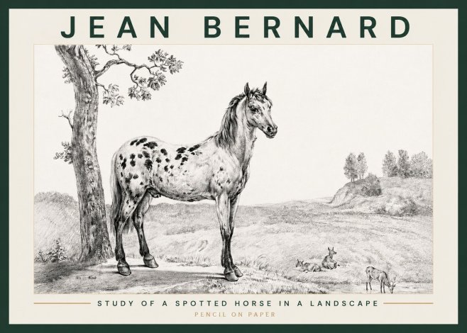 Jean Bernard Study of a Spotted Horse in a Landscape No3 - Poszter