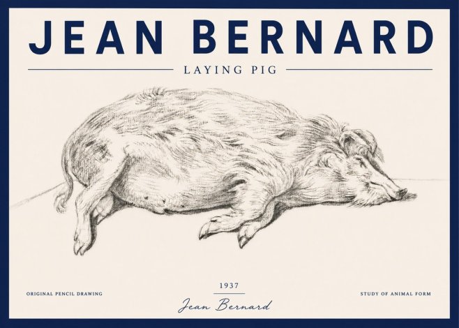 Jean Bernard Laying Pig No4 - Poszter