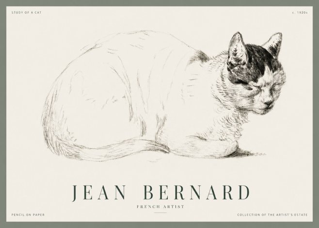 Jean Bernard Study of a Cat III No1 - Poszter