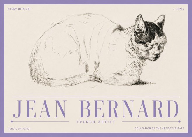 Jean Bernard Study of a Cat III No5 - Poszter