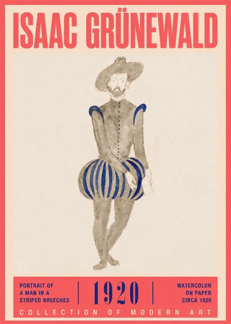 Isaac Grünewald Portrait of a Man in a Striped Breeches No2 - Poszter