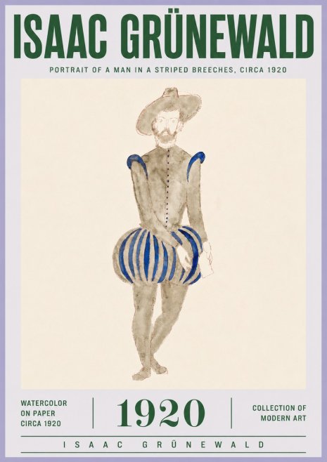 Isaac Grünewald Portrait of a Man in a Striped Breeches No4 - Poszter