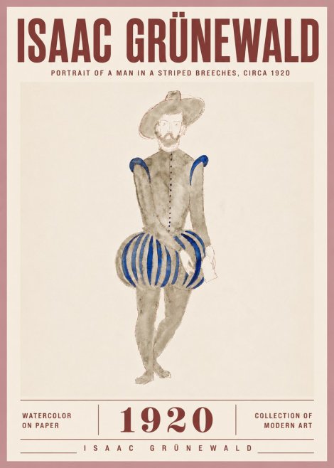 Isaac Grünewald Portrait of a Man in a Striped Breeches No5 - Poszter