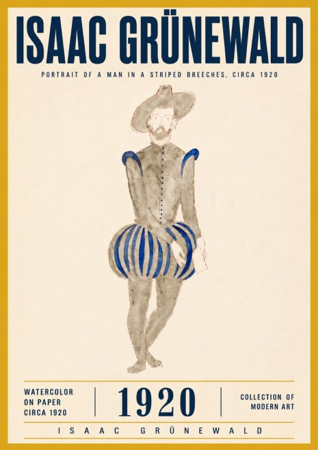 Isaac Grünewald Portrait of a Man in a Striped Breeches No6 - Poszter