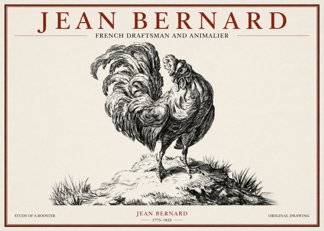 Jean Bernard Study of a Rooster No1 - Poszter