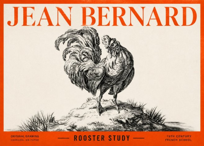 Jean Bernard Study of a Rooster No3 - Poszter