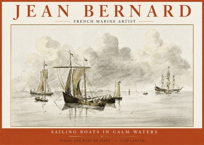 Jean Bernard Sailing Boats in Calm Waters No5 - Poszter