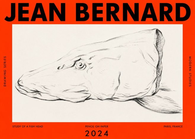 Jean Bernard Study of a Fish Head No2 - Poszter
