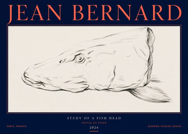 Jean Bernard Study of a Fish Head No3 - Poszter