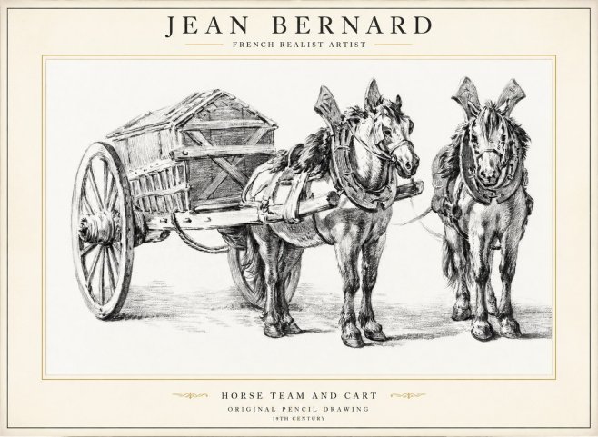 Jean Bernard Horse Team and Cart No1 - Poszter