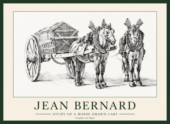 Jean Bernard Horse Team and Cart No2 - Poszter