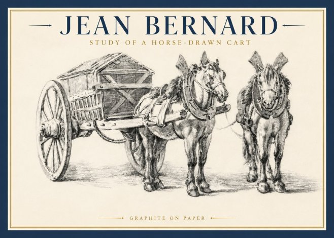 Jean Bernard Horse Team and Cart No4 - Poszter