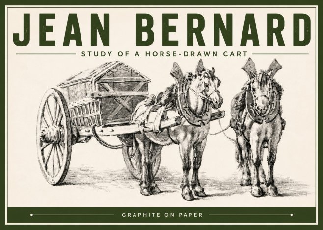 Jean Bernard Horse Team and Cart No6 - Poszter