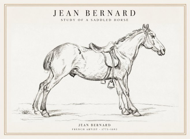 Jean Bernard Study of a Saddled Horse No1 - Poszter