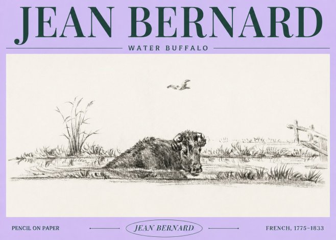 Jean Bernard Study of a Water Buffalo No4 - Poszter