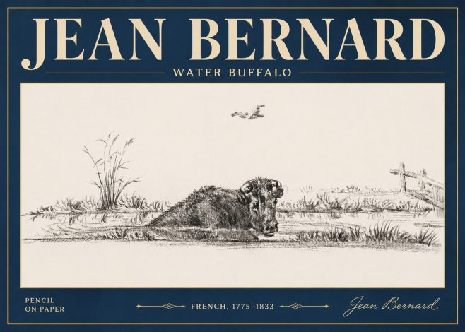 Jean Bernard Study of a Water Buffalo No5 - Poszter