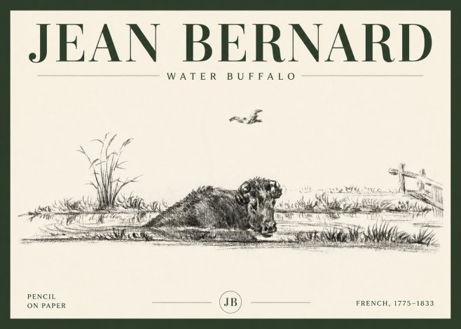 Jean Bernard Study of a Water Buffalo No6 - Poszter