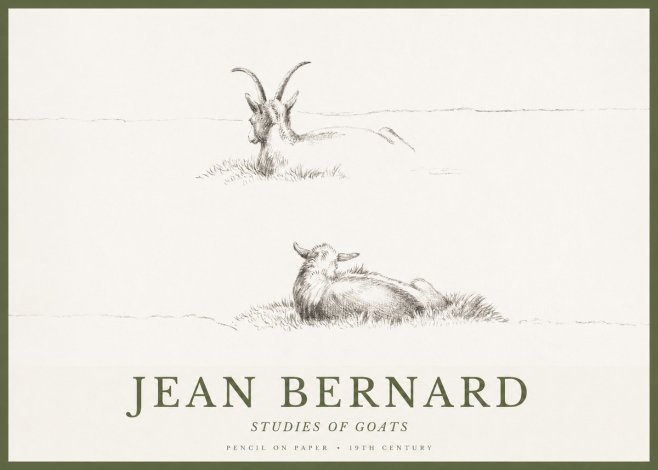 Jean Bernard Two Goats Resting No2 - Poszter