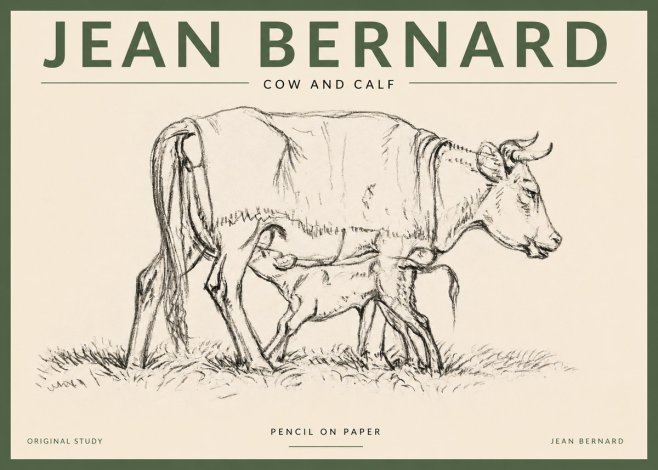 Jean Bernard Cow and Calf II No3 - Poszter