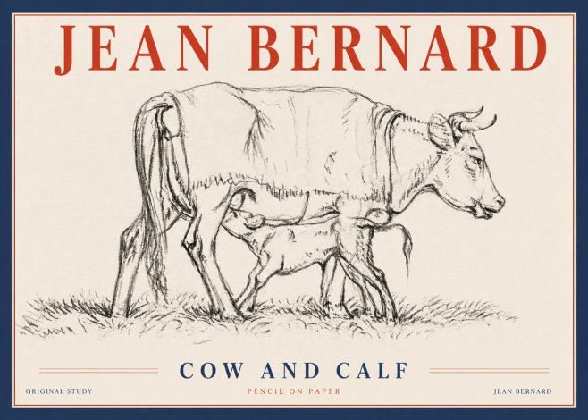 Jean Bernard Cow and Calf II No4 - Poszter