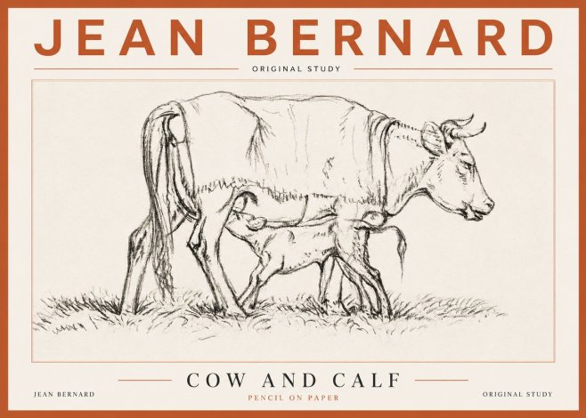 Jean Bernard Cow and Calf II No5 - Poszter