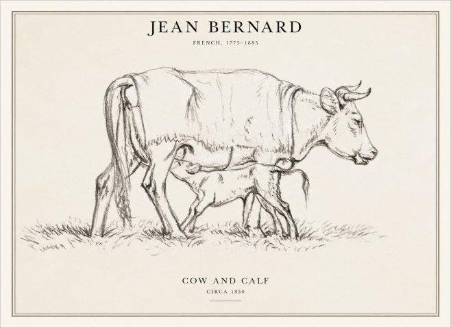 Jean Bernard Cow and Calf II No6 - Poszter