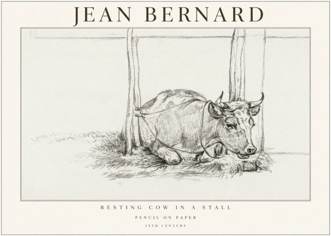 Jean Bernard Resting Cow in a Stall No1 - Poszter