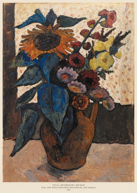 Paula Modersohn-Becker Still Life with Sunflower, Hollyhocks, and Dahlias No6 - Poszter