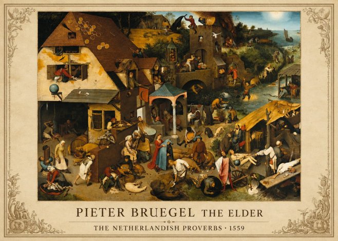 Pieter Bruegel The Netherlandish Proverbs I No1 - Poszter