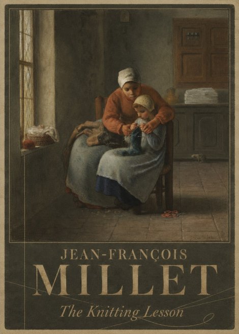 Jean-François Millet The Knitting Lesson II No5 - Poszter