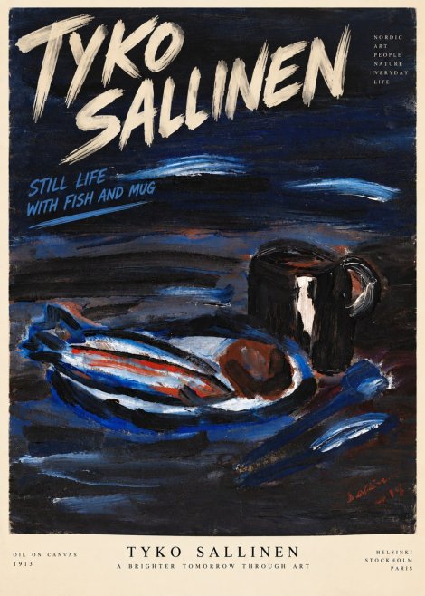 Tyko Sallinen Still Life with Fish and Mug No6 - Poszter