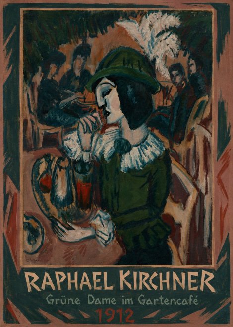 Raphael Kirchner Grüne Dame Im Gartencafé No1 - Poszter