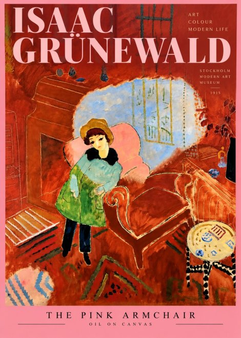 Isaac Grünewald Interior with Young Girl No4 - Poszter
